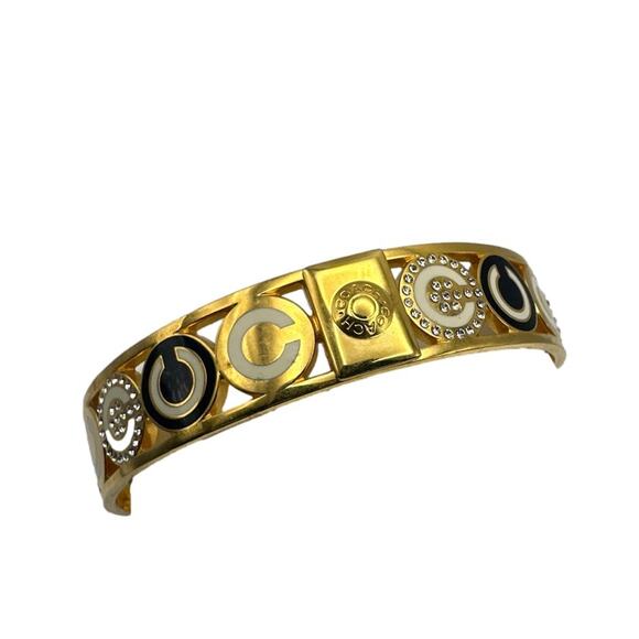 COACH HALF INCH PIERCED OP ART DISC BANGLE Bracelet - Picture 2 of 7